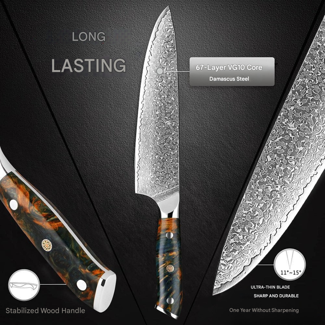 Damascus Steel Knife Set – Japanese Style