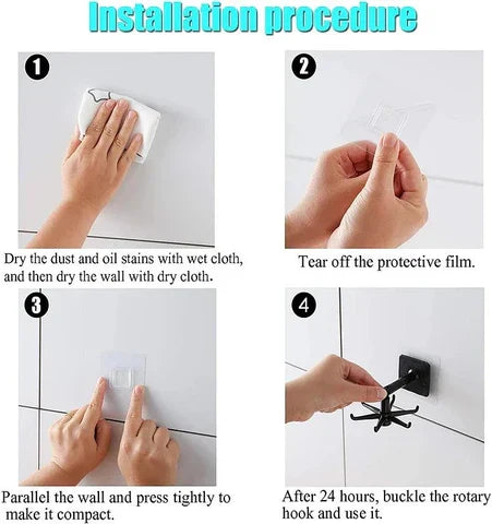 Versatile 360° Rotating Adhesive Wall Hook