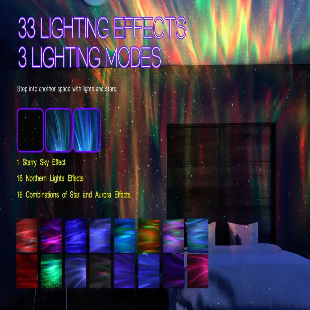 Luminous Dreamscape Projector – LED Aurora & Star Light with Speaker