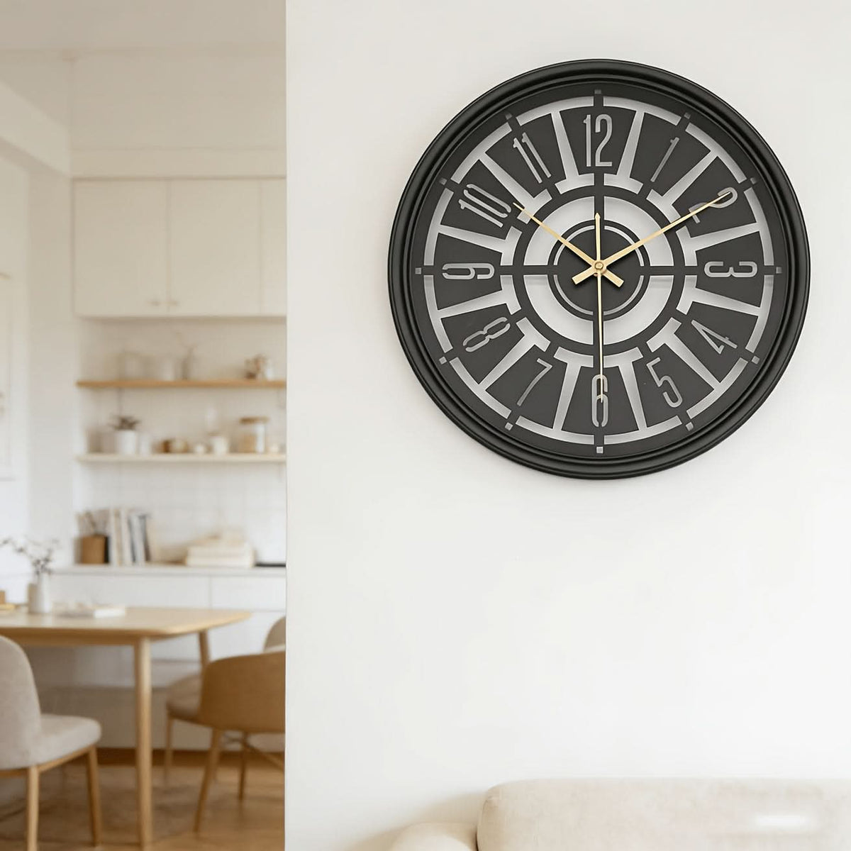 SereneTime – 15.75-Inch Silent 3D Iron Frame Wall Clock
