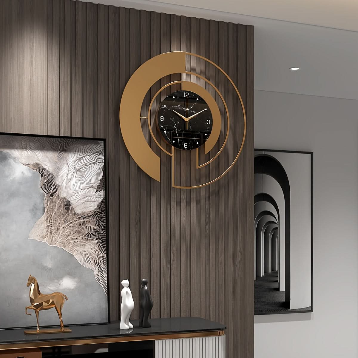 Luxe Timekeeper – Sleek Geometric Silent Clock with Glass Face