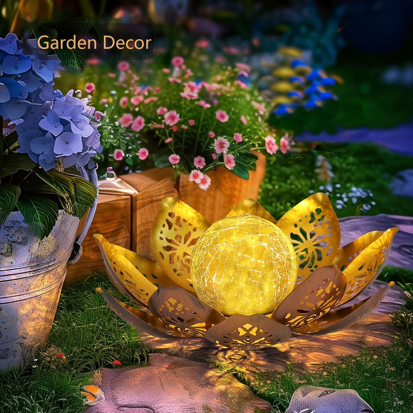 Radiant Lotus Solar Garden Light for Outdoor Elegance