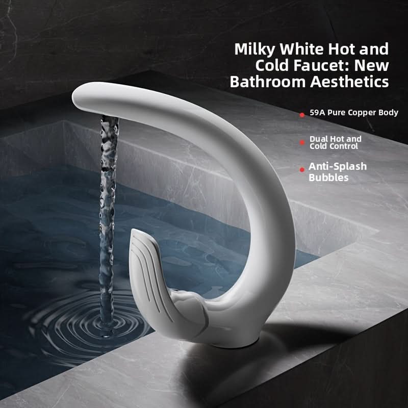 Elegant White C-Curve Bathroom Basin Faucet