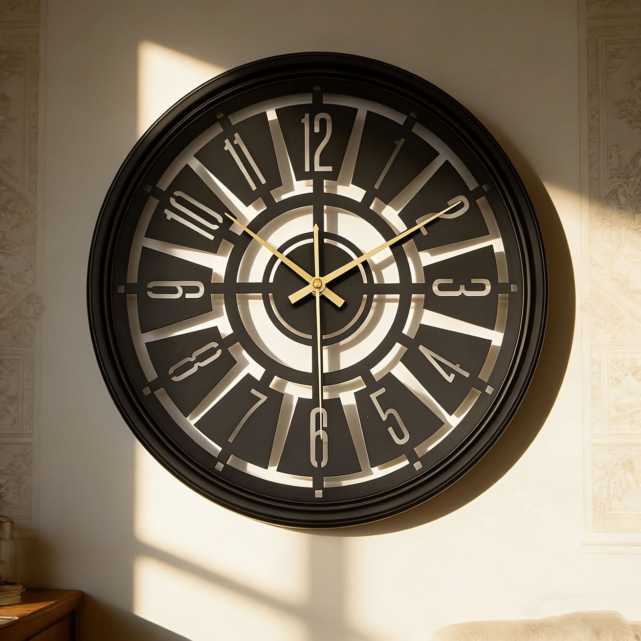 SereneTime – 15.75-Inch Silent 3D Iron Frame Wall Clock