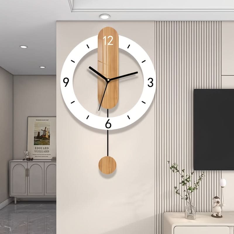 Elegant Pendulum Wall Clock with Wooden Finish