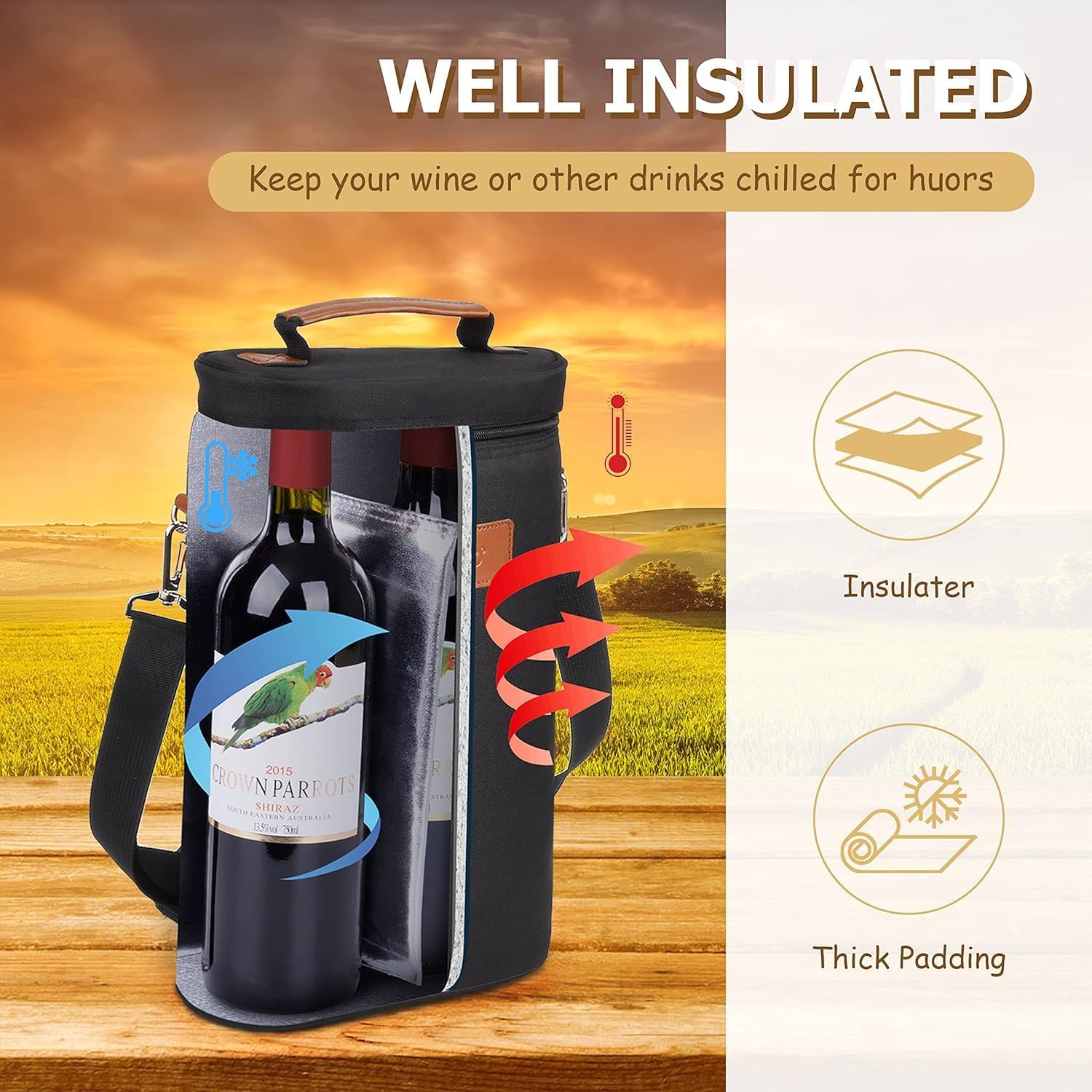 Double Wine Bottle Carrier with Insulation – Buy One, Get One Free