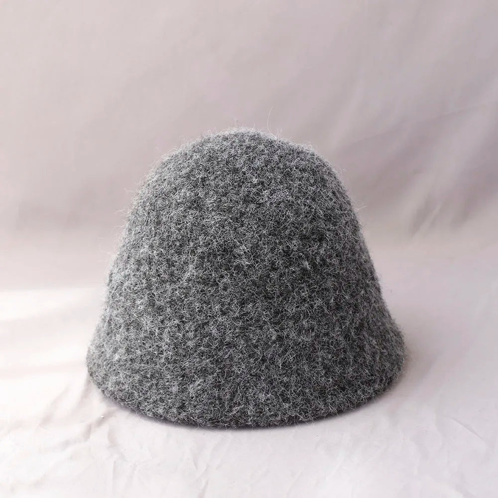 Chic Women's Woolen Bucket Hat for Winter Wear