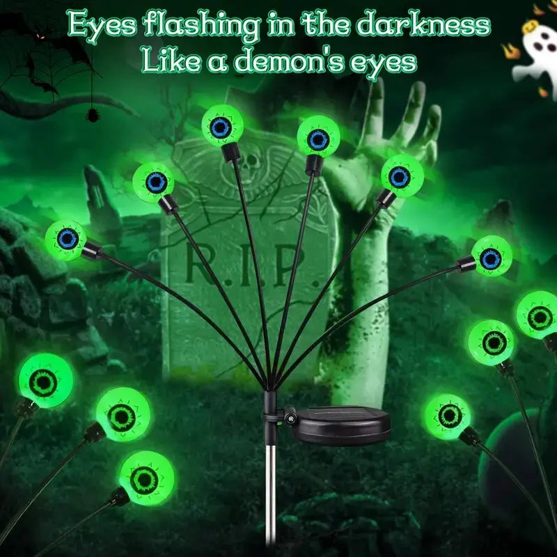 Spooky Solar-Powered Eyeball Garden Lights for Halloween