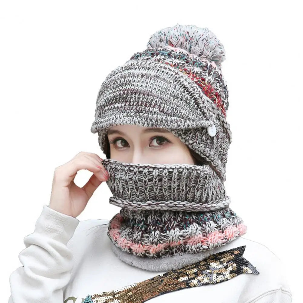 Warm & Stylish Knitted Winter Hat and Scarf Duo with Velvet Lining