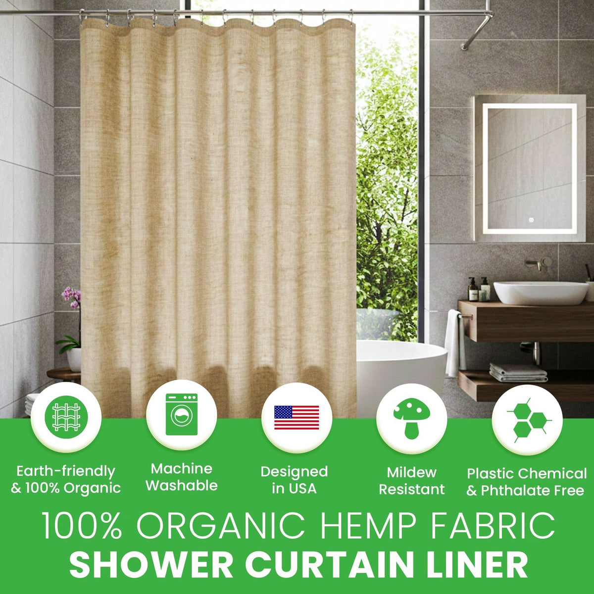 Eco-Friendly Hemp Shower Curtain for Versatile Spaces