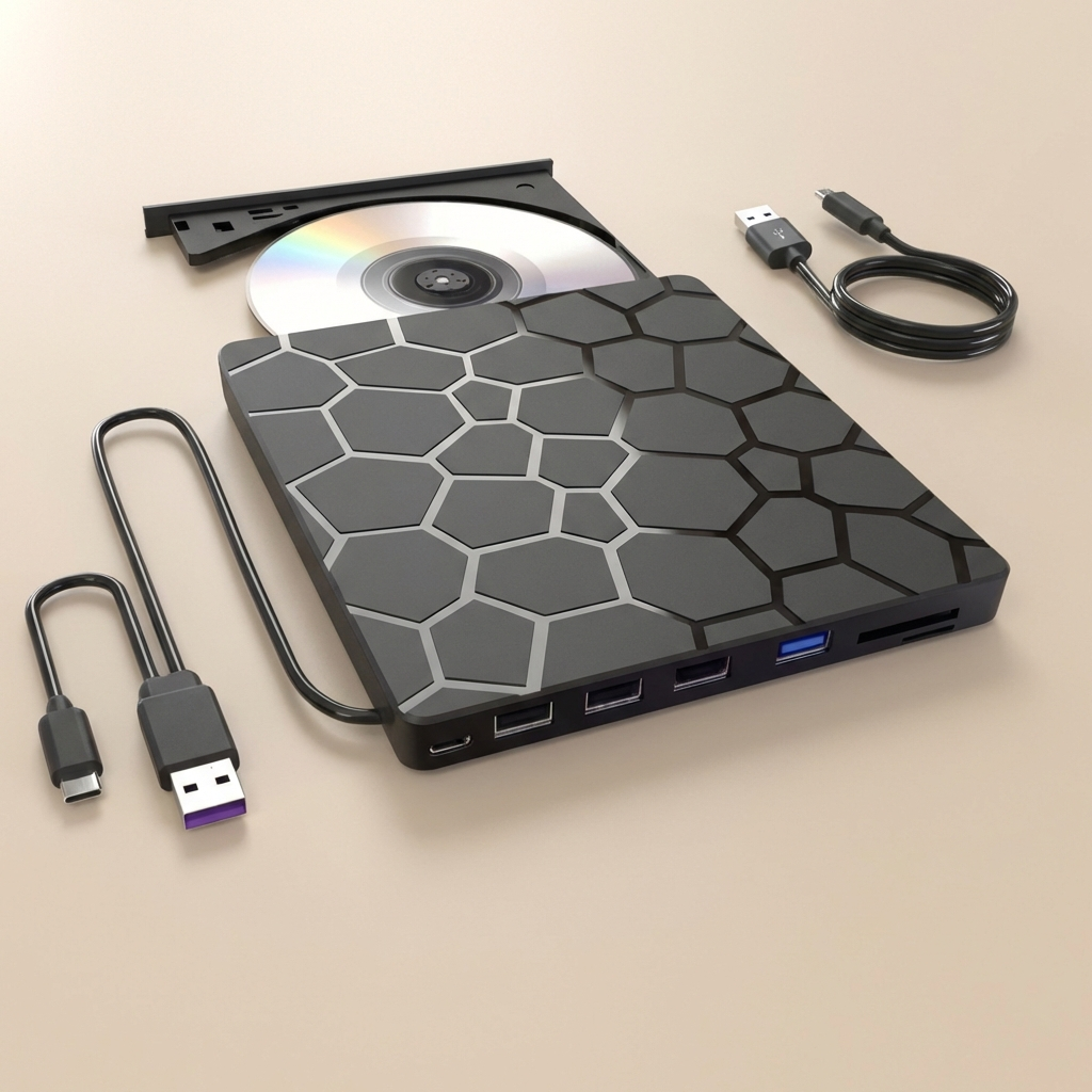 Ultimate 7-in-1 External CD/DVD Drive with Hub & Card Reader