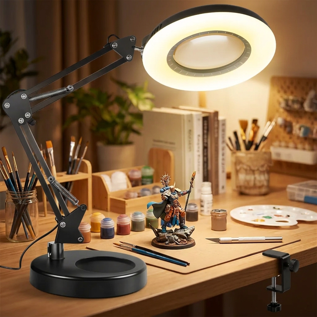 Enhanced 12X Magnifying Lamp with Adjustable LED Light