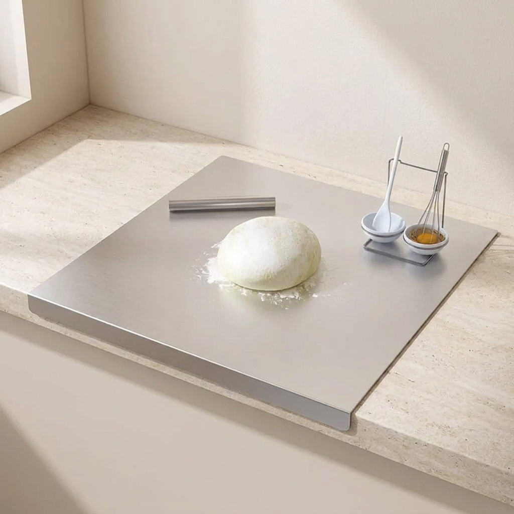 Durable Stainless Prep Board with Protective Edge