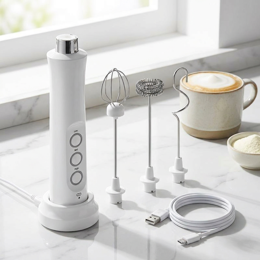 Versatile Electric Milk Whisk with Rechargeable Battery