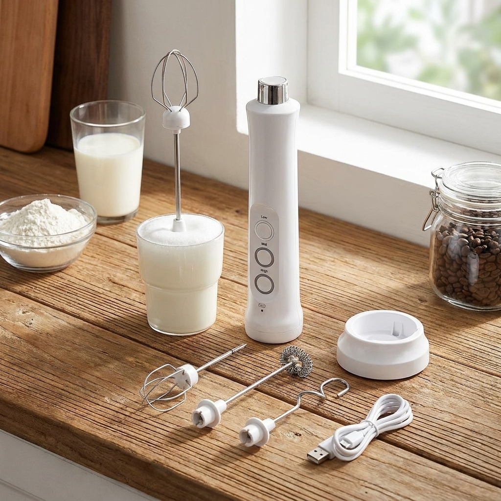 Versatile Electric Milk Whisk with Rechargeable Battery