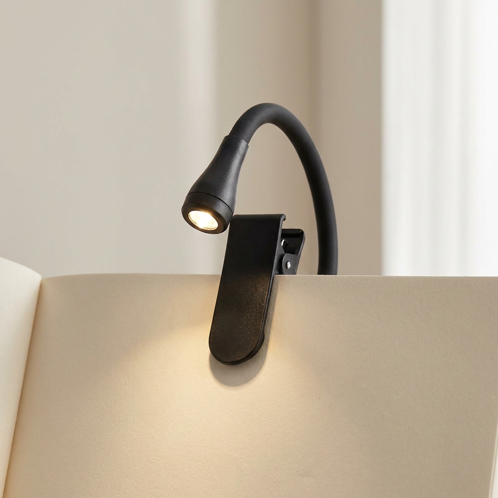 Portable LED Clip-On Reading Light with Flexible Arm