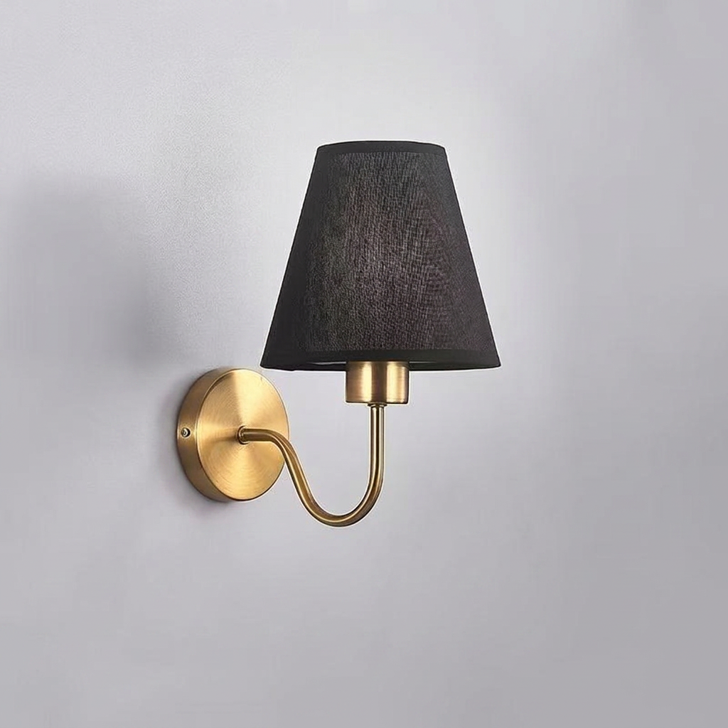 Stylish Hardwired Fabric Wall Light with Iron Accent