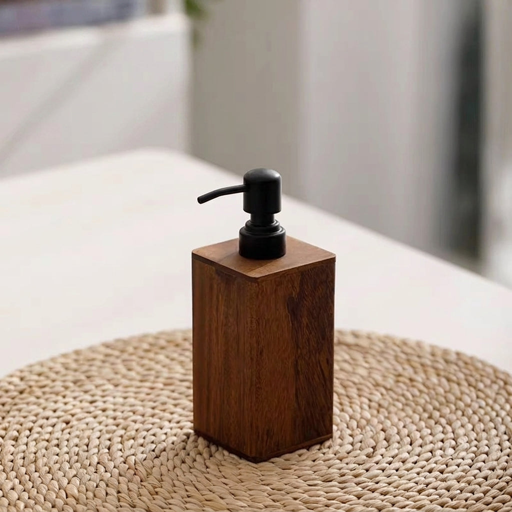 Elegant Walnut Soap Dispenser for Countertop Use