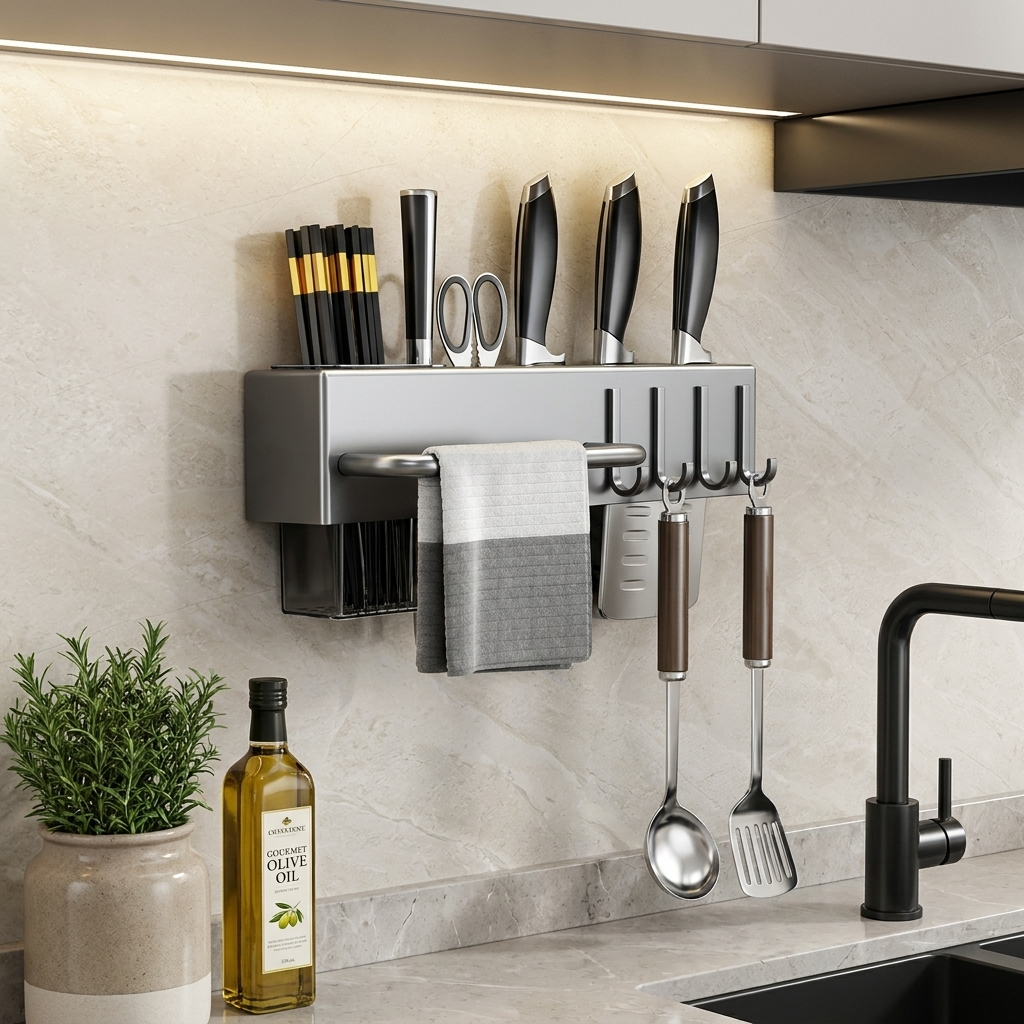 Vertical Kitchen Utensil Storage Rack for Efficient Organization