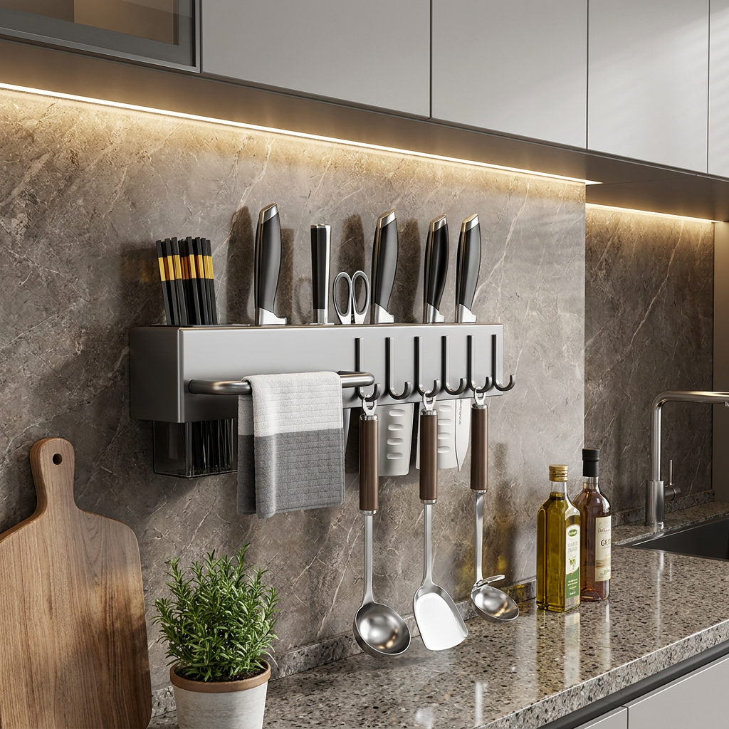 Vertical Kitchen Utensil Storage Rack for Efficient Organization