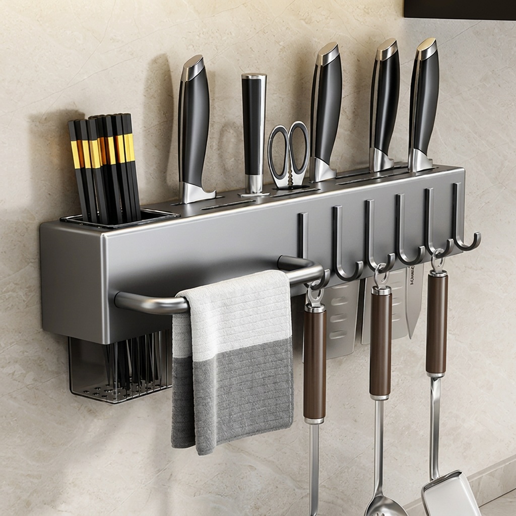 Vertical Kitchen Utensil Storage Rack for Efficient Organization