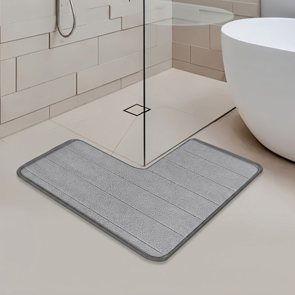 L-Shaped Non-Slip Washable Bathroom Floor Rug