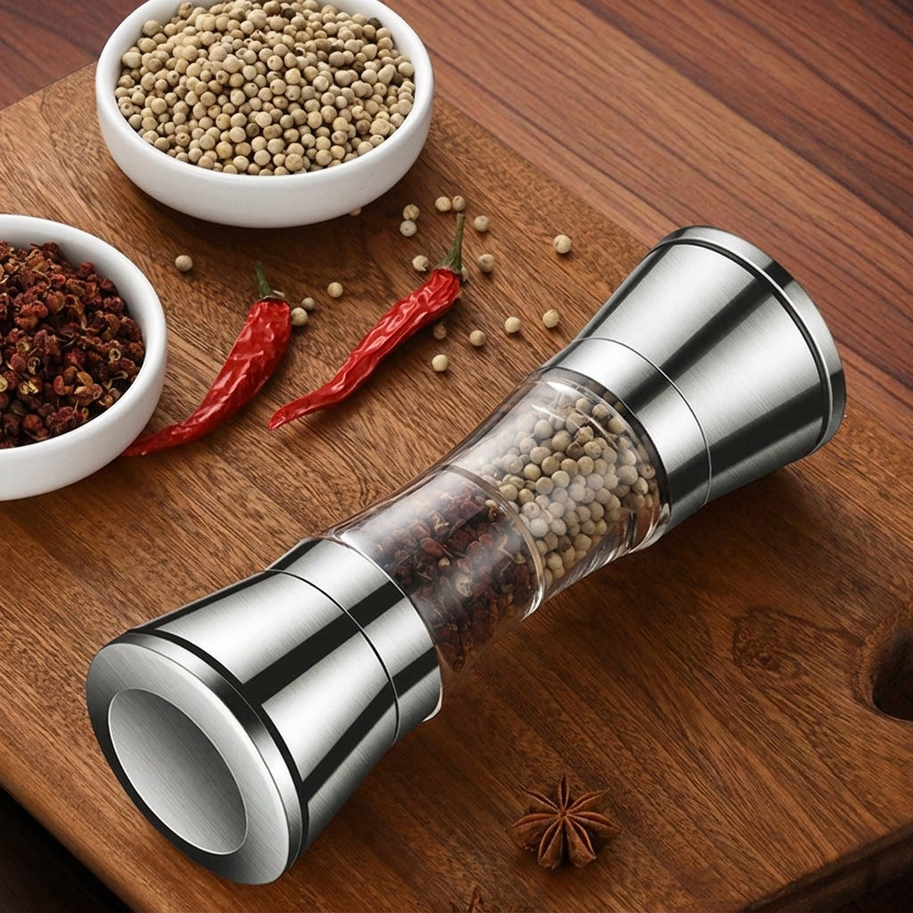 Dual-Function Stainless Steel Spice Dispenser with Adjustable Grind