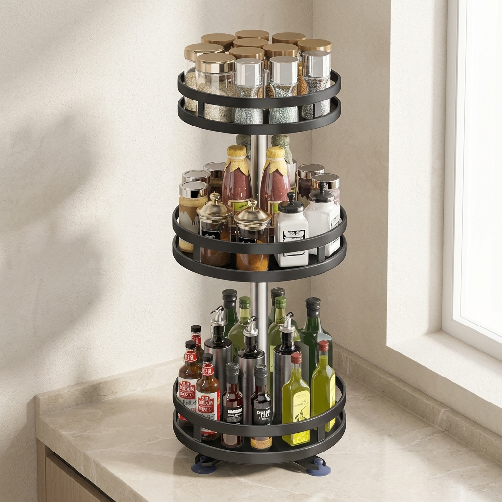 Versatile 360-Degree Rotating Storage Carousel in Steel