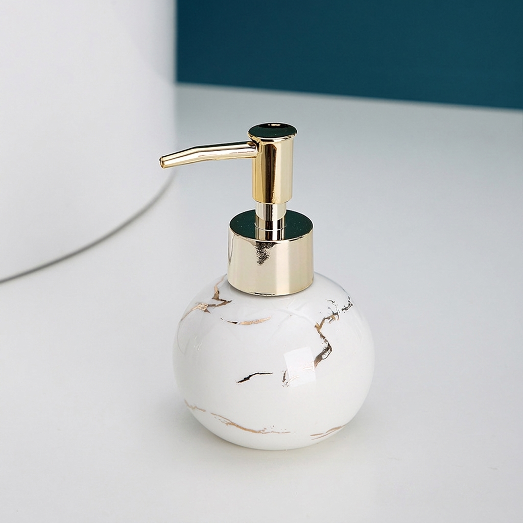 Elegant Marble Finish Liquid Soap Dispenser for Home