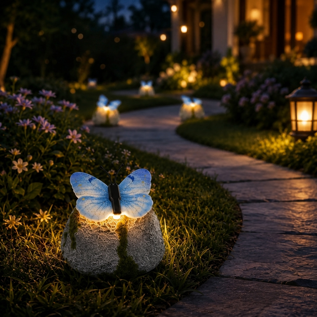 Elegant Solar Garden Illumination with Natural Stone Look