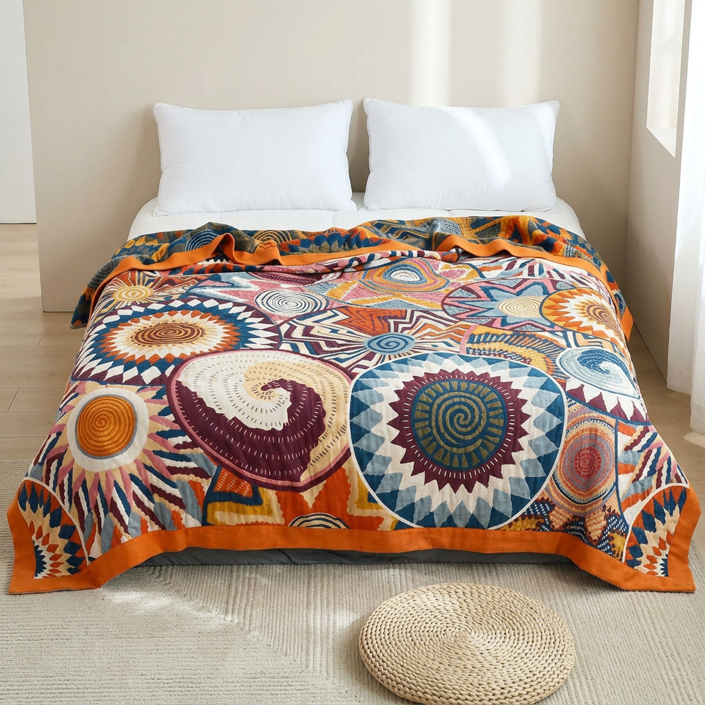 Stylish All-Season Throw Blanket with Geometric Design