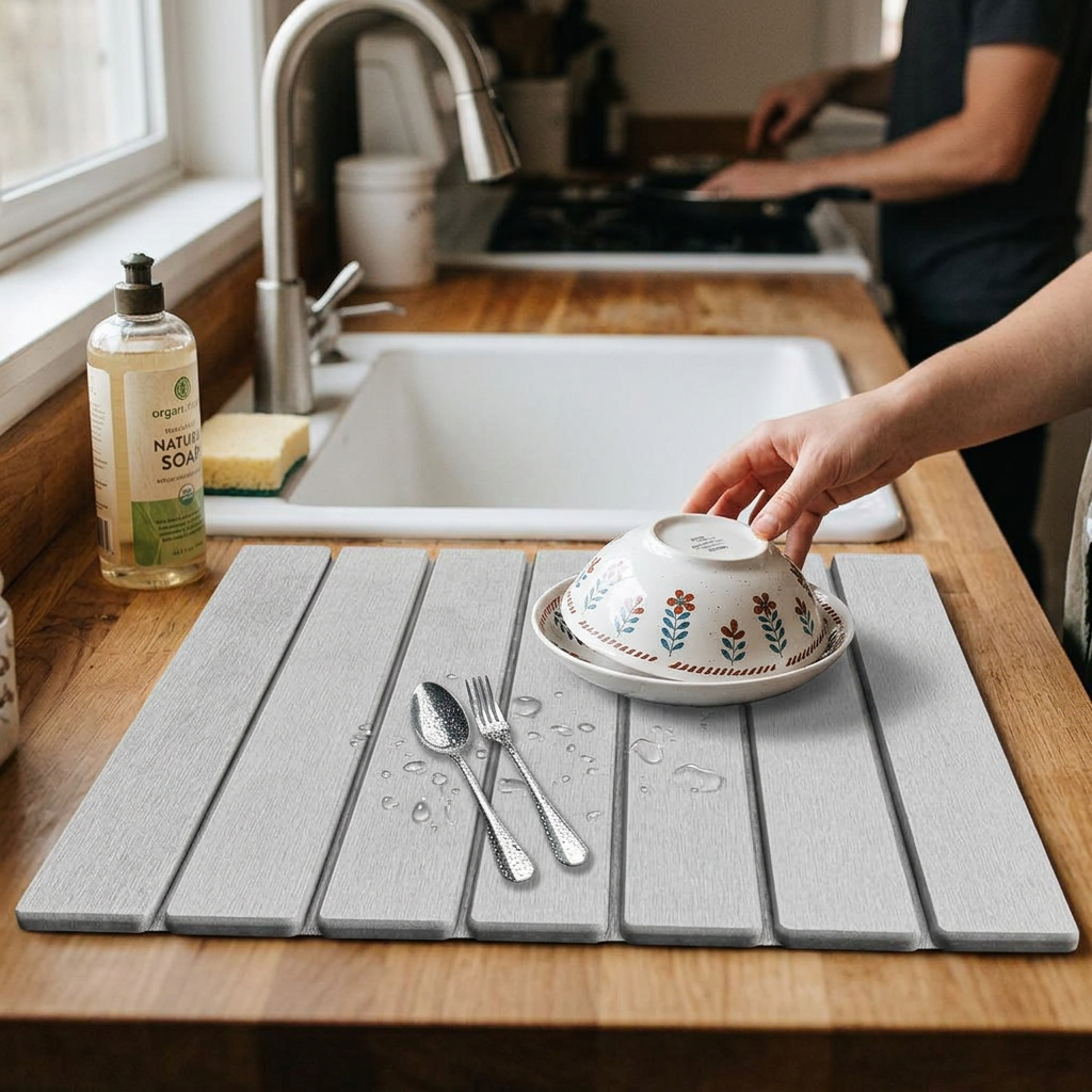AquaGuard Dish Drying Pad – Ultra Absorbent Quick-Dry Mat for Kitchen