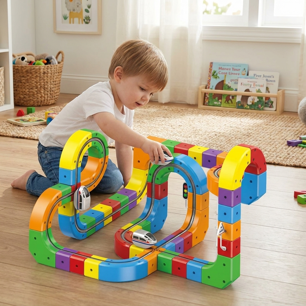 Magneto Express Train Adventure Set – Rechargeable Electric Train with 3D Building Blocks