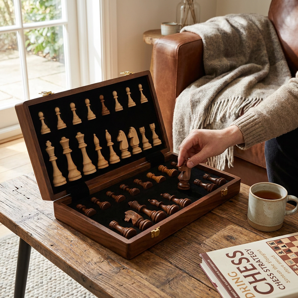 Heritage Wood Chess Collection – 15.7" Premium Board with 34 Pieces