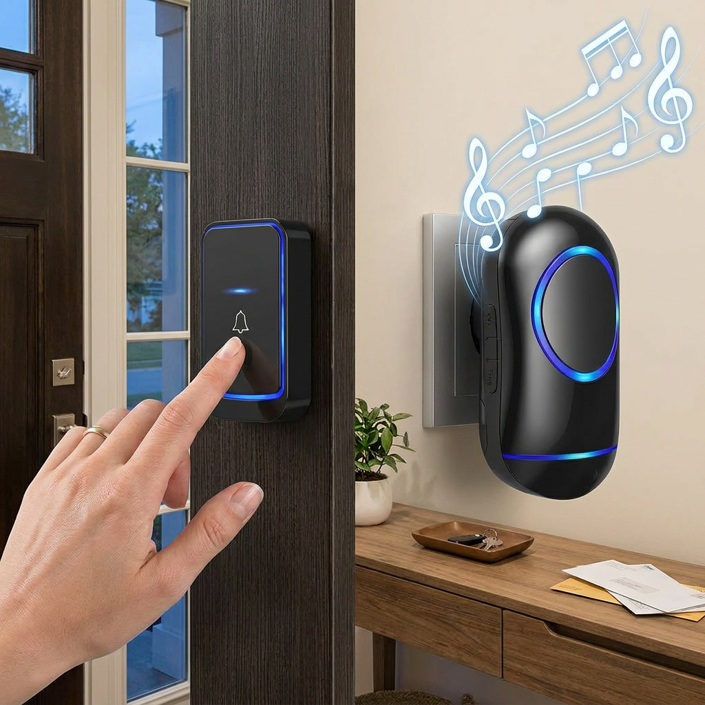 SmartAlert Wireless Door Chime System – 1000 Ft Range, 45 Tones