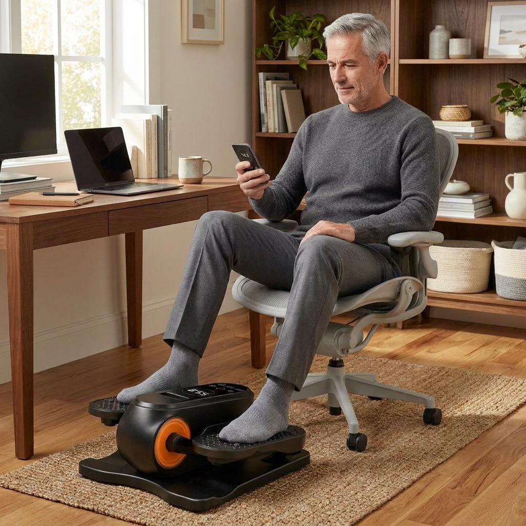FlexMove Compact Under Desk Elliptical – 12 Speeds & Programs, Remote Control, Quiet Operation