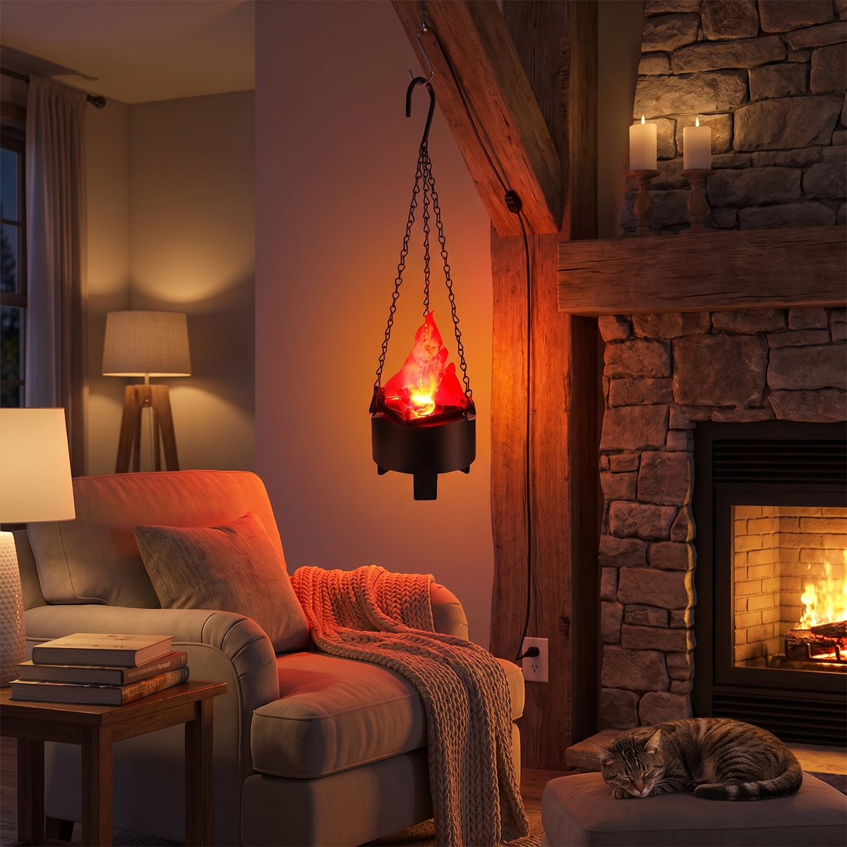Radiant Ember Pendant Lamp - Mesmerizing Flame Illumination