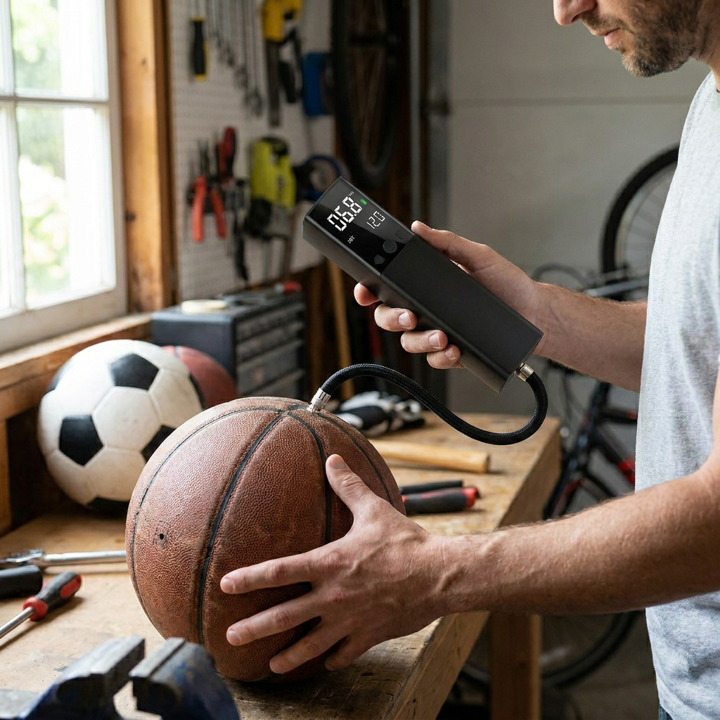 ProInflate Smart Ball Pump – 15 PSI Rechargeable Inflator with LCD Display
