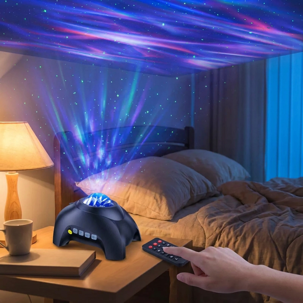 Luminous Dreamscape Projector – LED Aurora & Star Light with Speaker
