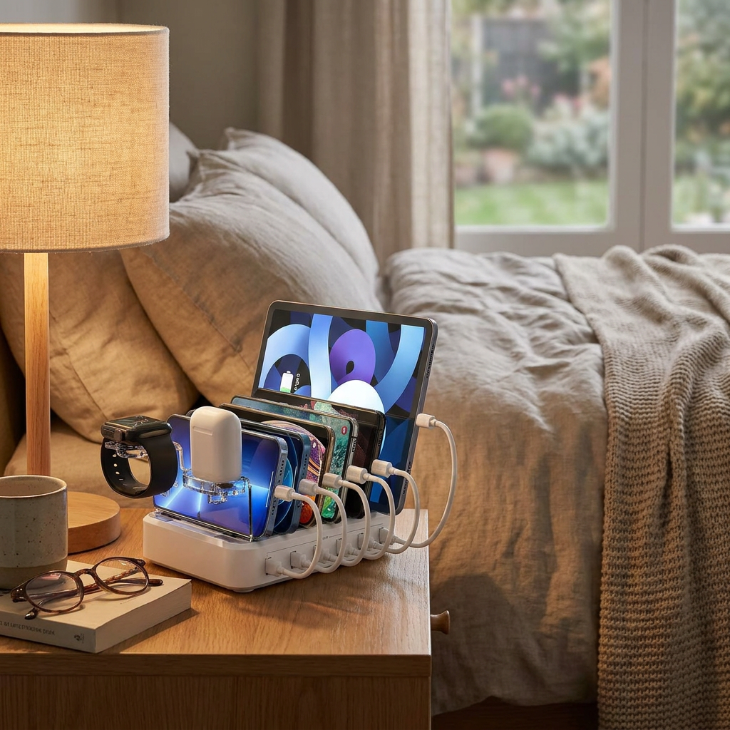 PowerHub 6-Port USB Charging Dock – 60W Multi-Device Organizer