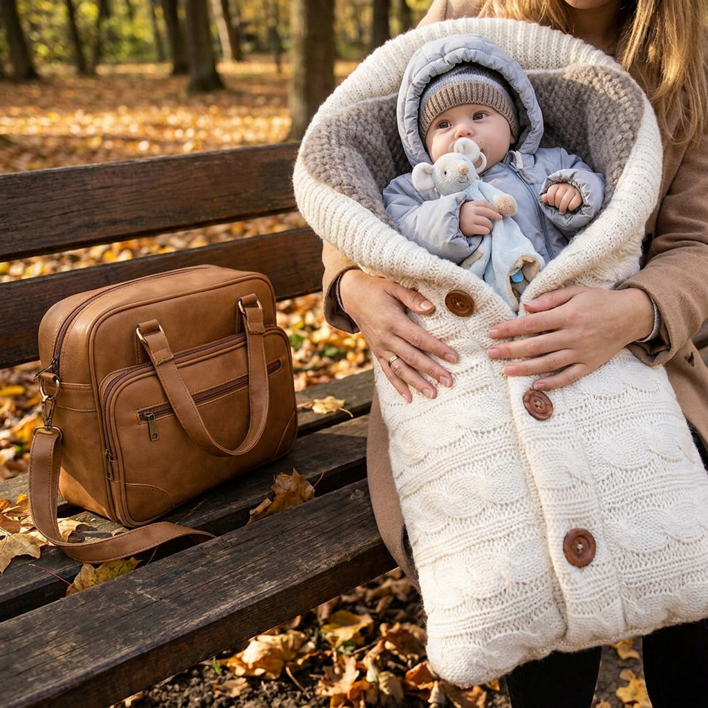 SnuggleNest Baby Wrap – Lightweight Fleece & Linen Cover, 27.6" × 15.7" Stroller Blanket