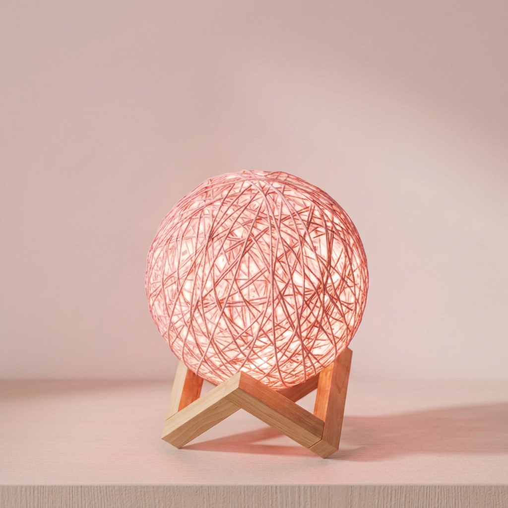 Elegant Rattan Table Lamp with Adjustable LED Brightness