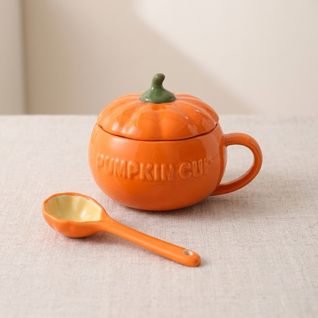 Charming Pumpkin-Shaped Ceramic Storage Bowl with Lid