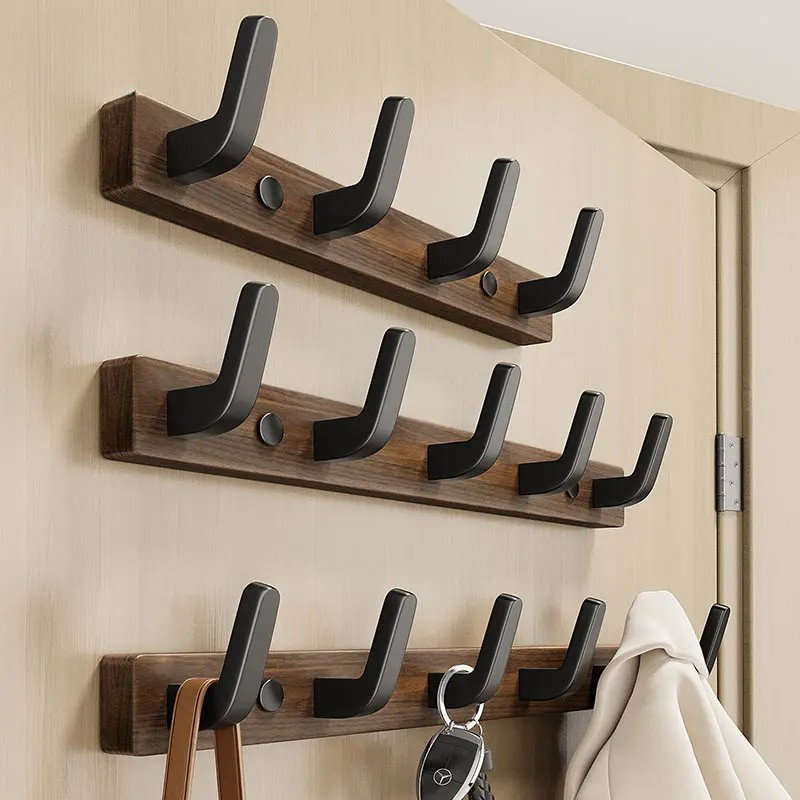Chic Wall-Mounted Coat Hook with Wood and Metal Finish