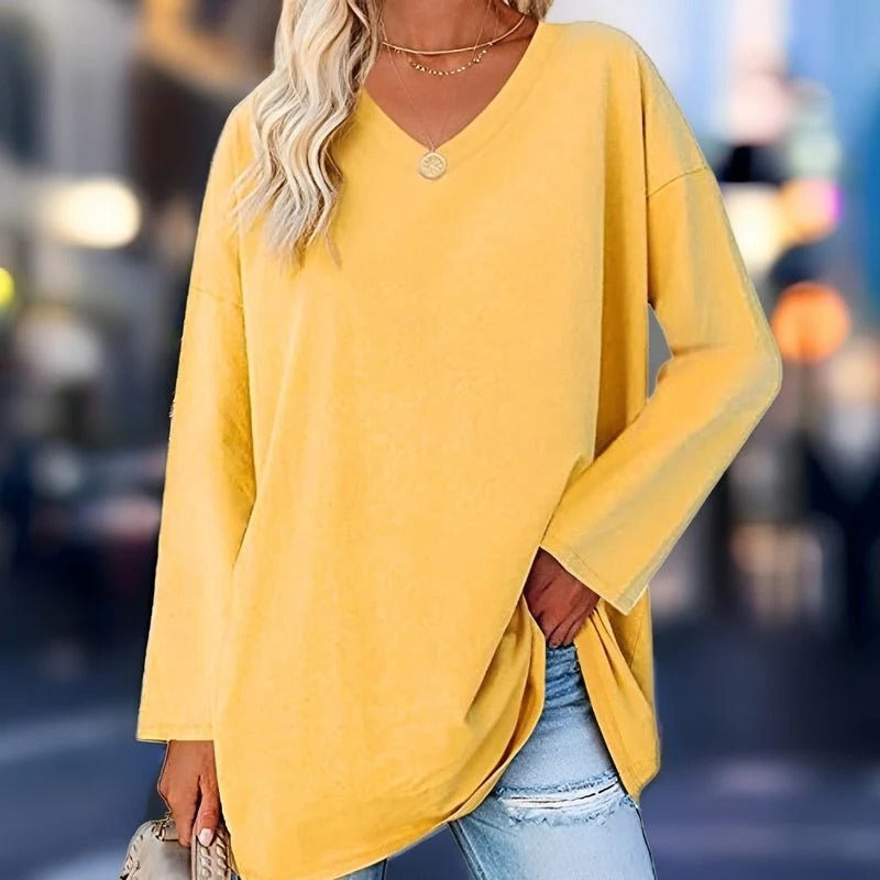 Chic V-Neck Long Sleeve Top for Effortless Style