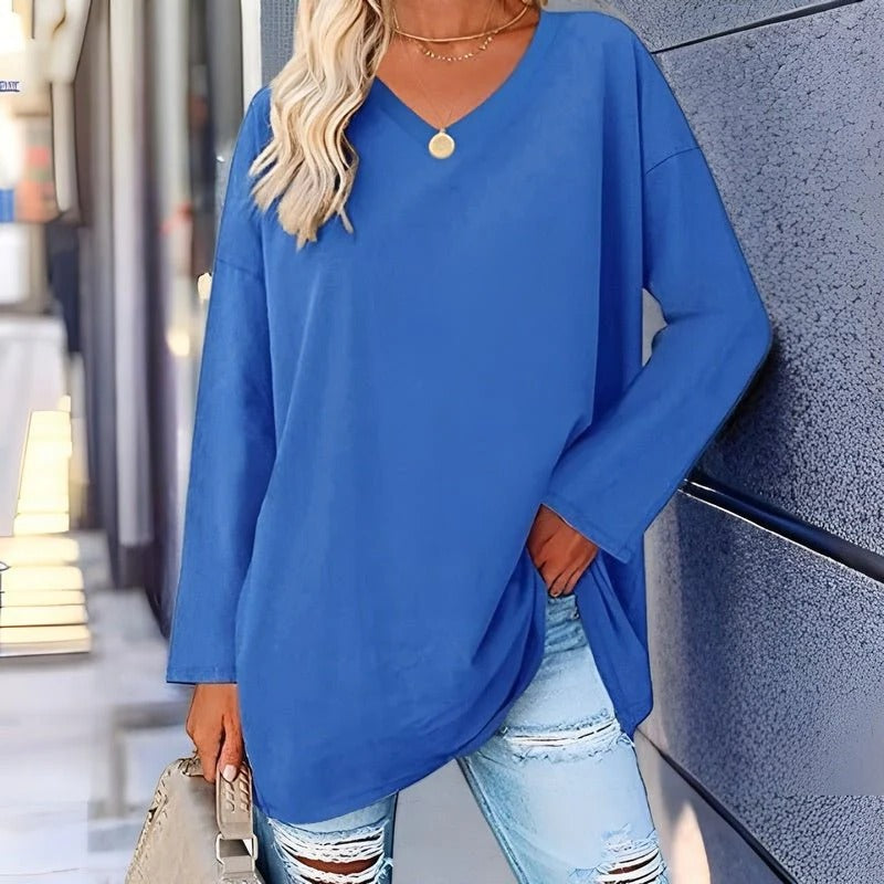 Chic V-Neck Long Sleeve Top for Effortless Style