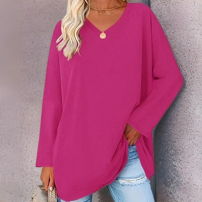 Chic V-Neck Long Sleeve Top for Effortless Style