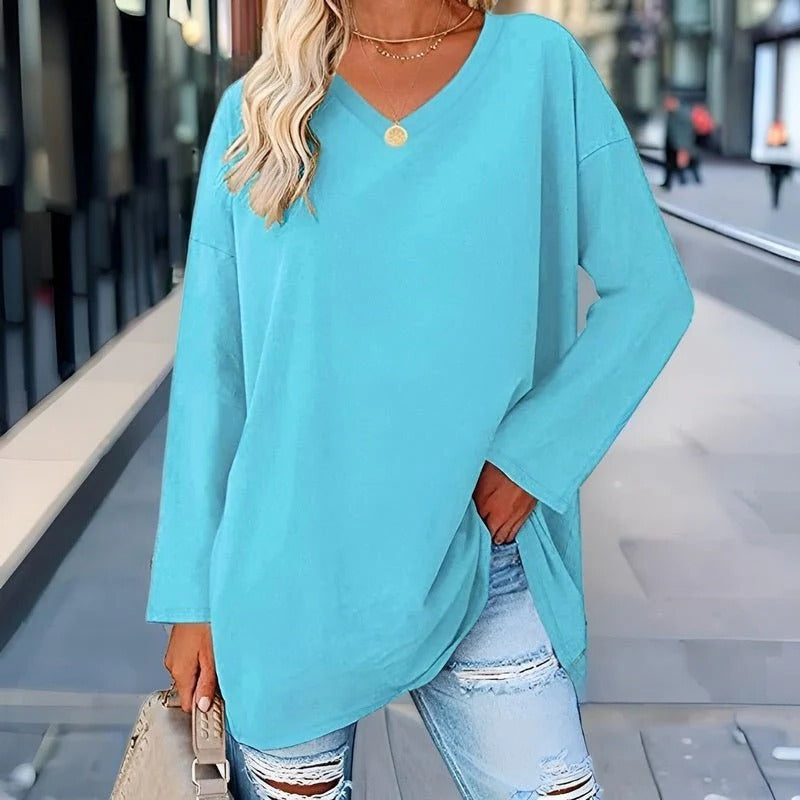 Chic V-Neck Long Sleeve Top for Effortless Style