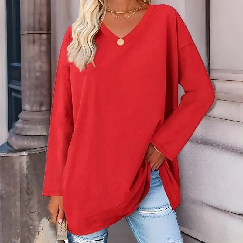 Chic V-Neck Long Sleeve Top for Effortless Style