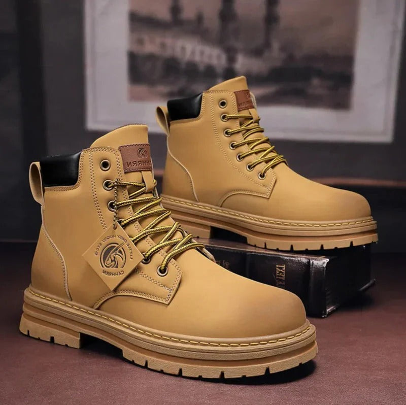 All-Weather Men's Stylish Lace-Up Boots with Comfort Cushion
